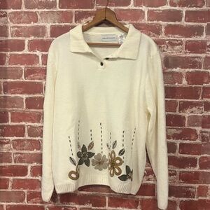 Alfred Dunner Cream Floral Sweater